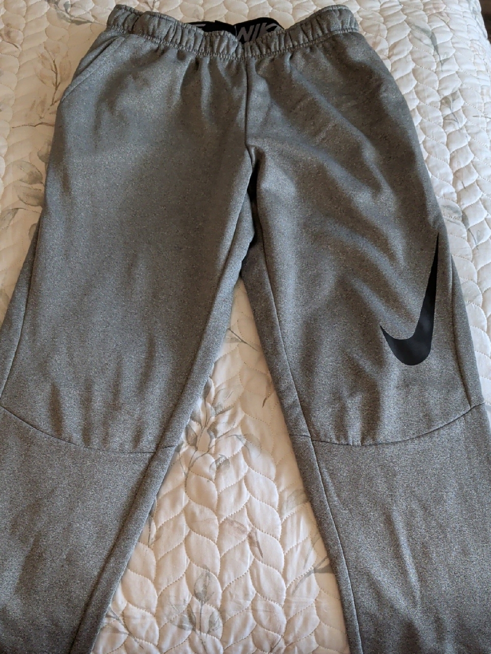 Nike Gray Mens Athletic Joggers with Black Swoosh